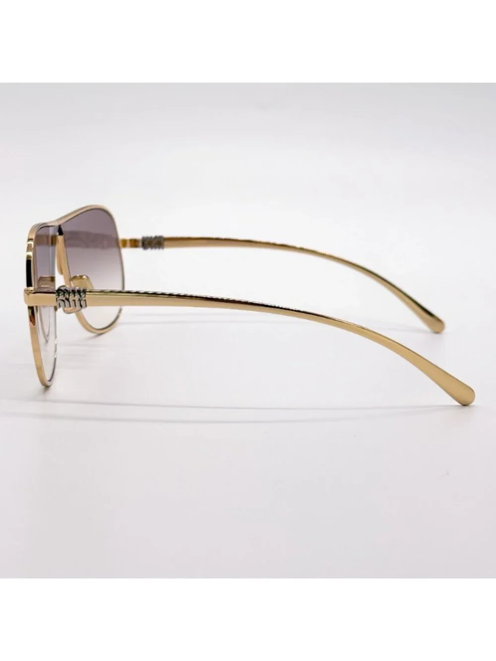 New Miu Miu MU A56S Oversized Gold Brown Sunglasses MUA56S 5AK90L